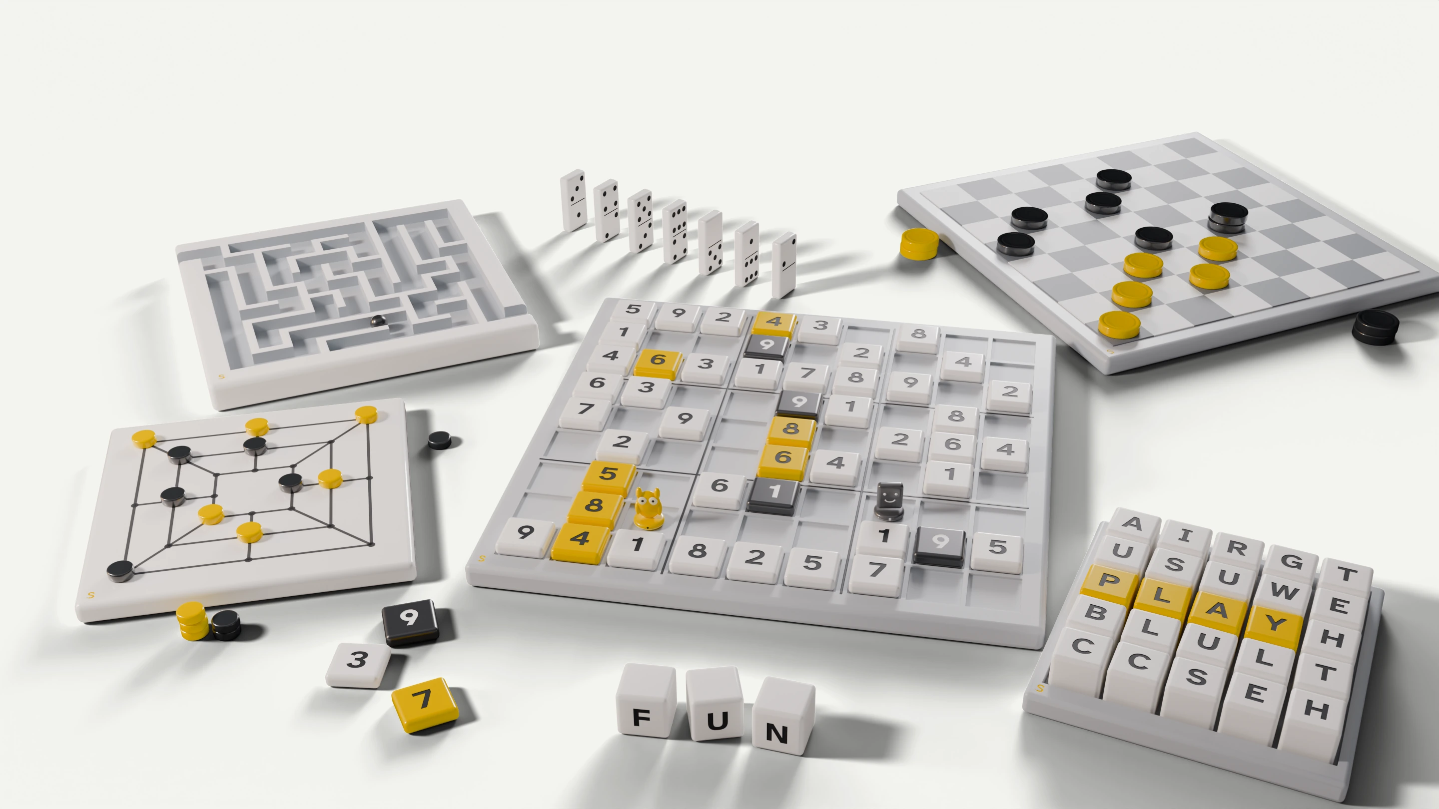 The table of games, close up.